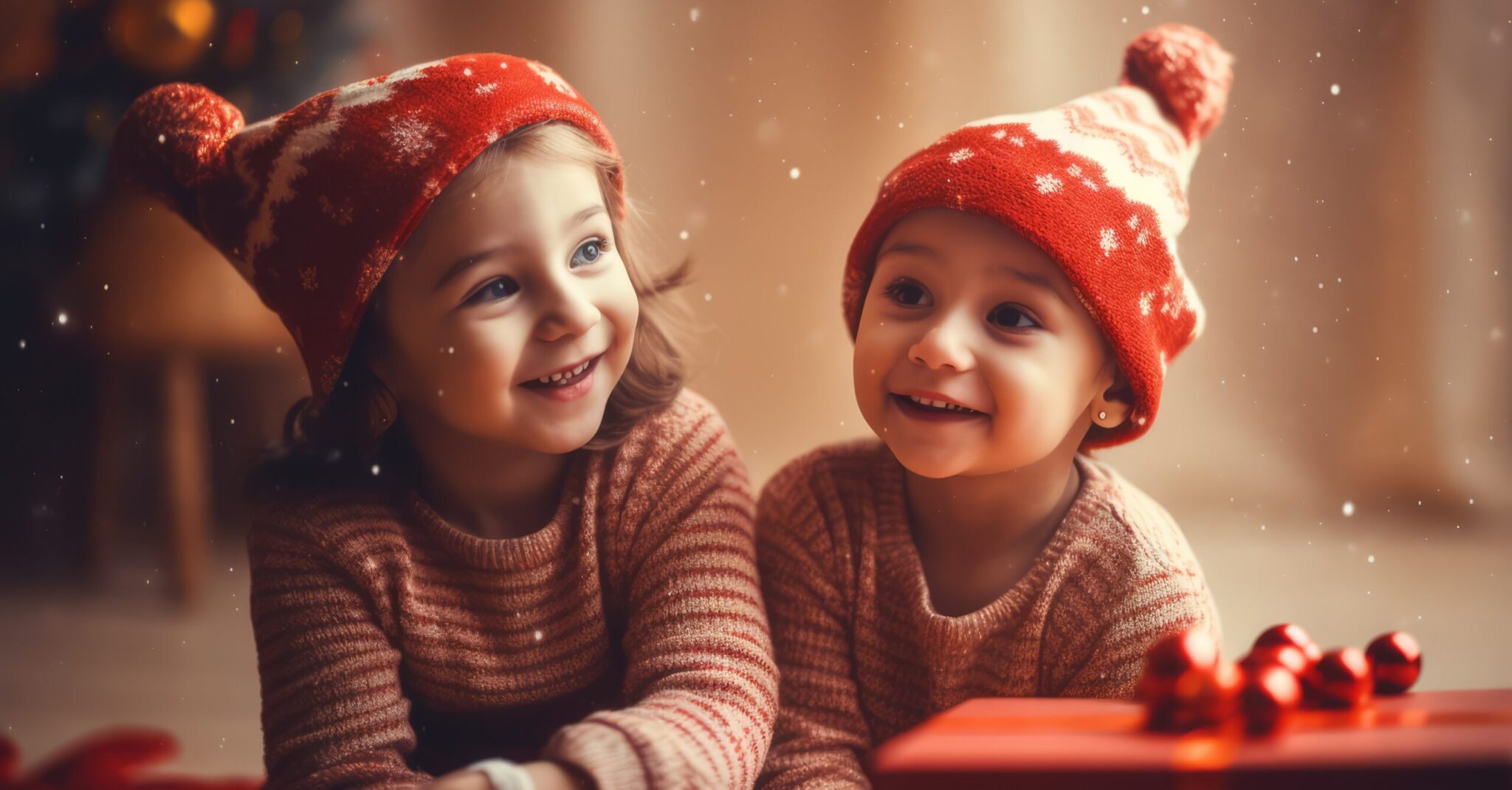 Two happy kids in winter after receiving care at IM&PC in Mississippi.